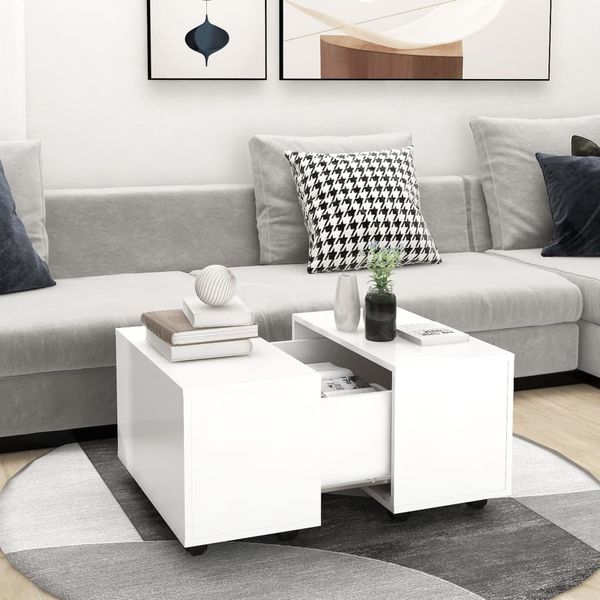 vidaXL Konferenčný stolík, biely 60x60x38 cm, kompozitné drevo