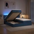 vidaXL Ottoman posteľ s matracom a LED Modrá 200 x 200 cm Látka