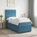 vidaXL LED boxspring posteľ s matracom Modrá 80 x 200 cm Zamat