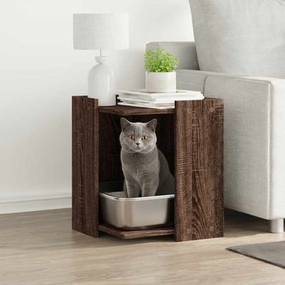 vidaXL Uzavretý box na stelivo, hnedý dub 42x42x51cm, kompozitné drevo