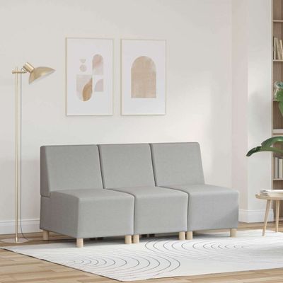 vidaXL Bezrúčková modulárna sofa jednotka 3 ks Oblá šedá látka