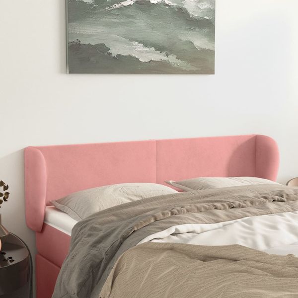 vidaXL Čelo postele so záhybmi ružový 147x23x78/88 cm zamat
