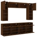 vidaXL 6-dielna súprava TV nástenných skriniek s LED hnedý dub