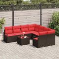 vidaXL Sada pohoviek 9 ks 8-Počet miest Beige a Červená polyratan