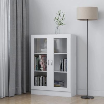 vidaXL Vitrína, biela 82,5x30,5x115 cm, kompozitné drevo