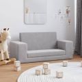 vidaXL 2-miestna detská rozkladacia pohovka, svetlosivá, mäkký plyš