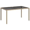 vidaXL Záhradný stôl 150x90x75 cm tvrdené sklo a polyratan čierny