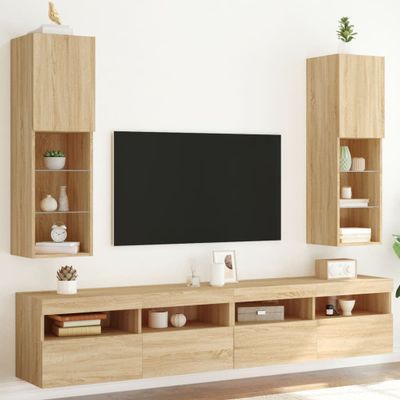 vidaXL TV skrinky s LED svetlami 2 ks dub sonoma 30,5x30x102 cm
