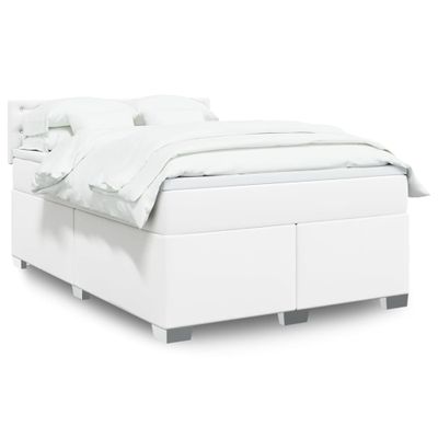 vidaXL Boxspring posteľ s matracom biely 140x190 cm umelá koža