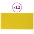 vidaXL Nástenné panely 12 ks žlté 30x15 cm látkové 0,54 m²