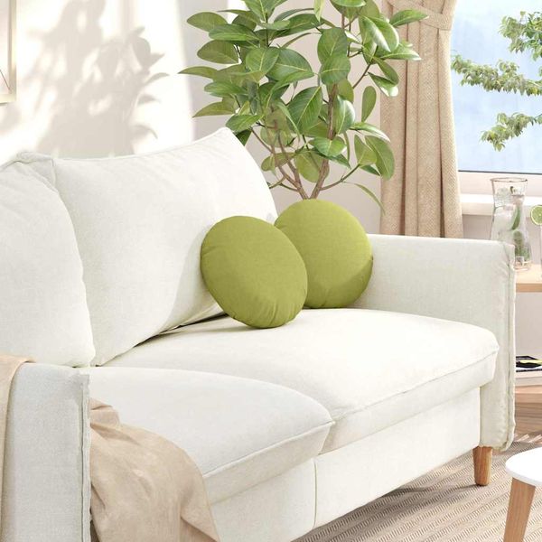 vidaXL Vankúše na sedenie 2 pcs Svetlo zelená Ø30 x 13 cm látka