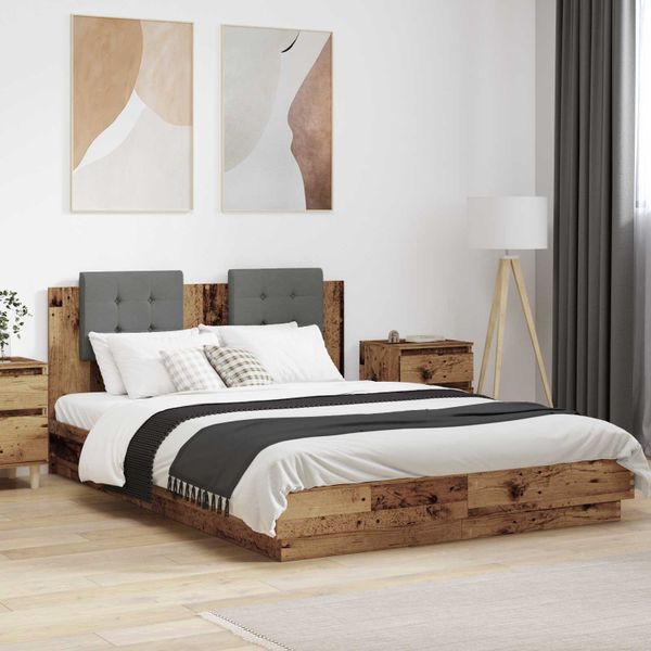 vidaXL Rám postele s čelom Staré drevo 160 x 200 cm Kompozitné drevo