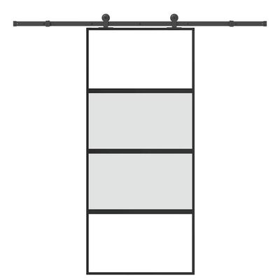 vidaXL Posuvné dvere s kovaním tvrdené sklo a hliník úzke 90x205 cm