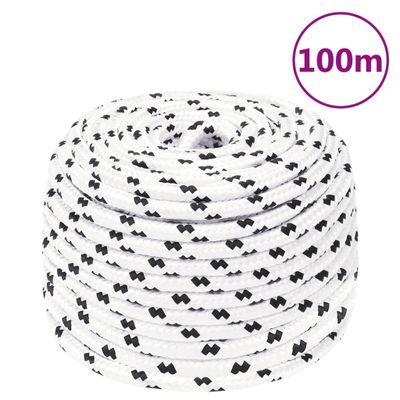 vidaXL Pracovné lano biele 10 mm 100 m polyester