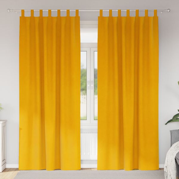 vidaXL Zatemňovacie závesy 2 pcs Horčicová žltá 140 x 245 cm Zamat
