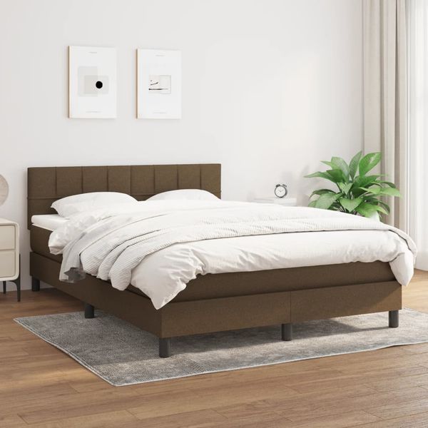 vidaXL Boxspring posteľ s matracom tmavohnedá 140x200 cm látka
