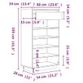 vidaXL Skrinka na topánky 60x34x105 cm masívna borovica