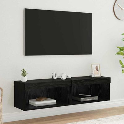 vidaXL Zostava TV skriniek s LED 2 pcs Čierny dub 60 x 30 x 30 cm