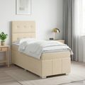 vidaXL LED boxspring posteľ s matracom Krémová 100 x 200 cm Látka