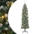 vidaXL Umelý chudý vianočný strom Zelená a biela 240 cm