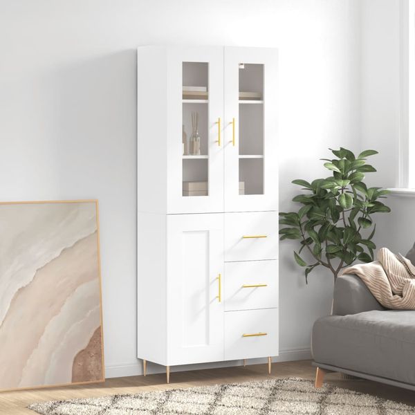 vidaXL Vysoká skrinka biela 69,5x34x180 cm spracované drevo