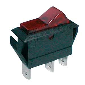 Kolískový prepínač 2pol./3pin ON-OFF 20A/12VDC, červený