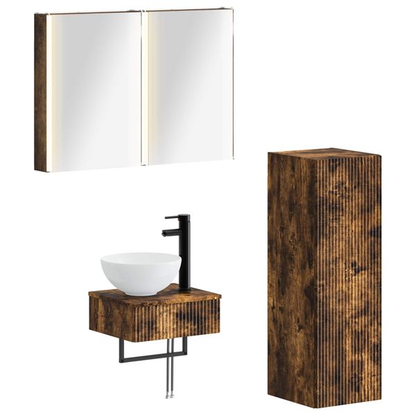 vidaXL Set kabinetov do kúpeľne 4 pcs Dymový dub 43 x 11,5 x 60,5 cm