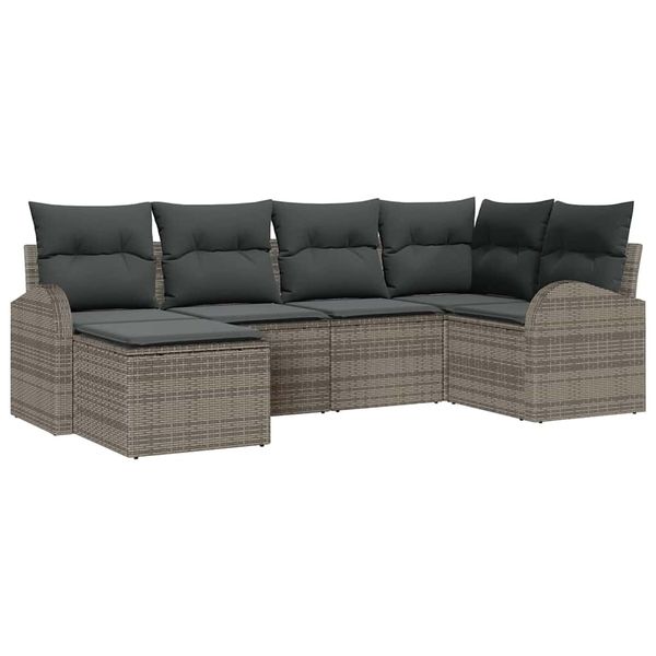 vidaXL Sada pohoviek s vankúšom s úložiskom 6 pcs Sivá polyratan
