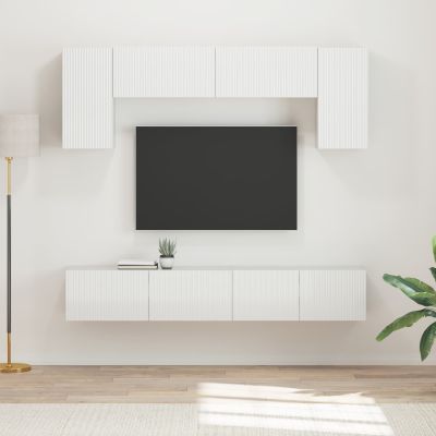 vidaXL Zostava TV skriniek 4 pcs Vysoký lesk bielej Kompozitné drevo