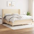 vidaXL Posteľný rám boxspring s matracom krémový 180x200 cm látka