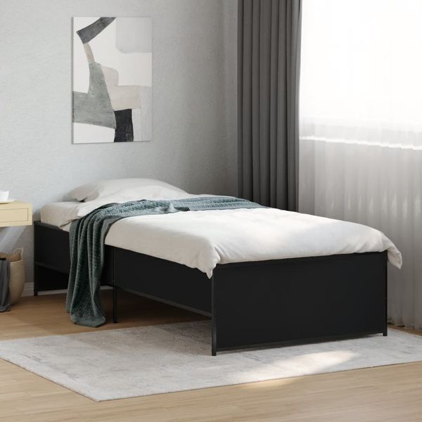 vidaXL Posteľný rám čierny 90x190 cm kompozitné drevo a kov