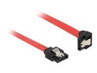 Kábel SATA - Serial ATA 150/300/600 - SATA (M) do SATA (M) - 30 cm - vybavený západkou, 90° konektor - červená