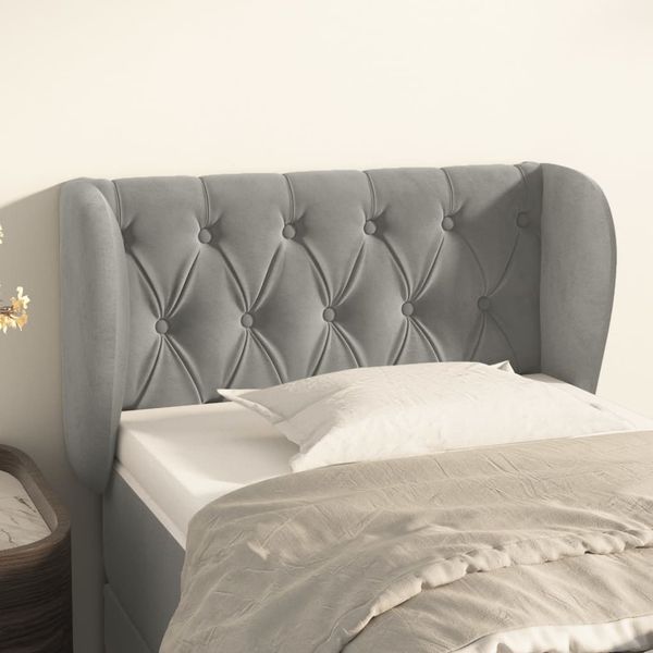 vidaXL Čelo postele so záhybmi bledosivé 83x23x78/88 cm zamat