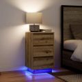 vidaXL Nočná skrinka s LED osvetlením Dub Artisan 38x34x65 cm