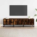 vidaXL TV skrinka dymový dub 150x35x41 cm kompozitné drevo a kov