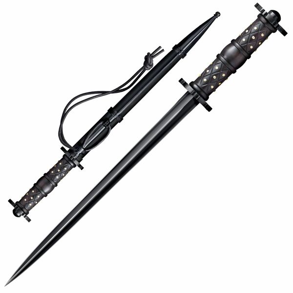 Cold Steel 88HRDL Rondel Dagger dýka 29,2 cm, čierna, drevo, kožené puzdro