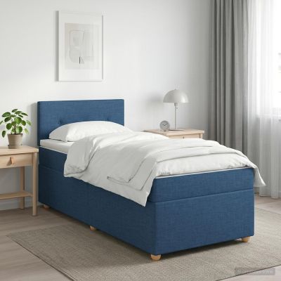 vidaXL Posteľ boxspring s matracom Modrá 90 x 200 cm Látka