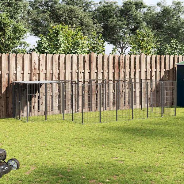 vidaXL Koterec pre psy čierny 8,47 m² oceľ