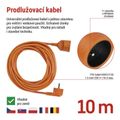Predlžovací kábel EMOS P01110 spojka 10 m / 1 zásuvka / oranžový / PVC / 250 V / 1,5 mm2