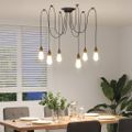 vidaXL Závesná lampa s 6 objímkami E27 čierny kov