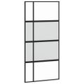 vidaXL Posuvné dvere s kovaním čierne 102,5x205 cm tvrdené sklo