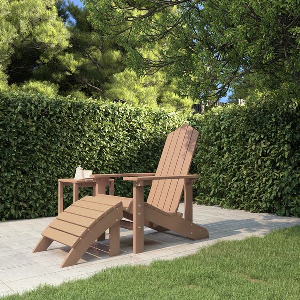 vidaXL Záhradná stolička Adirondack s podnožkou HDPE hnedá