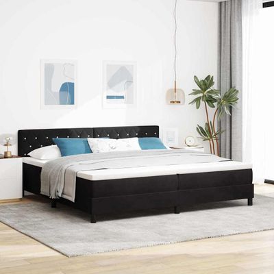 vidaXL Posteľ s pružinovým rámom s matracmi Čierna 200 x 200 cm Zamat