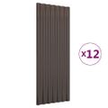 vidaXL Strešné panely 12 ks pozinkovaná oceľ hnedé 100x36 cm