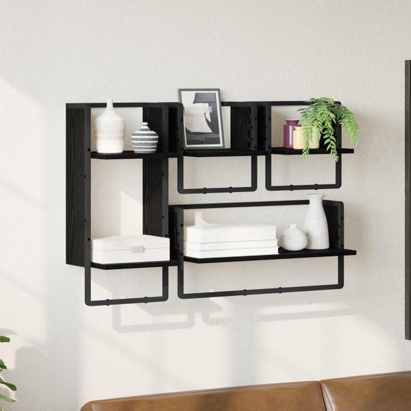 vidaXL Sada nástenných políc Nástenný 4 pcs Čierny dub 65 x 25 x 30 cm