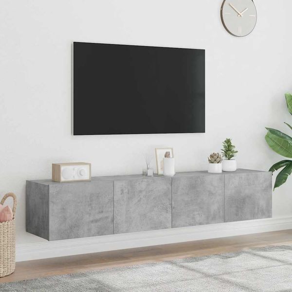 vidaXL TV nástenné skrinky s LED svetlami 2 ks betón. sivé 80x35x31 cm