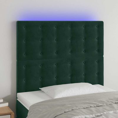 vidaXL Čelo postele s LED tmavozelené 90x5x118/128 cm zamat