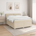 vidaXL LED boxspring posteľ s matracom Krémová 160 x 200 cm Látka