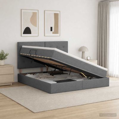 vidaXL Postel s úložným prostorem a matrací Tmavosivá 140 x 200 cm