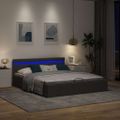 vidaXL Hydraulický posteľný rám+úložný priestor, LED, látka 160x200 cm
